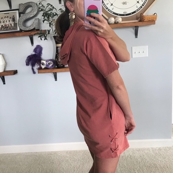 Coral/Rusty Color Hooded Tunic Dress - Picture 6 of 7
